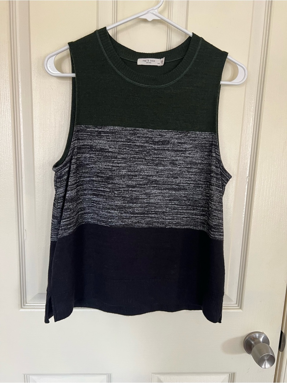 rag & bone Colorblock Sleeveless Knit Top Green Gray Black Size Large